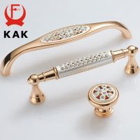 【LZ】▫☒  KAK Gold Kitchen Handle with Crystal Diamond Cabinet Knobs and Handles Cupboard Door Pull Dresser Furniture Handle Door Hardware