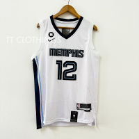 เสื้อคุณภาพสูง [MY Ready Stock] Ja Morant 12 Memphis Grizzlies White 2023 NBA Basketball Jersey Singlet Baju Clothes Shirt