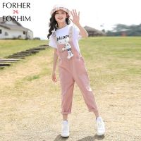 FORHER FORHIM ชุดสูทฤดูร้อนของเด็กผู้หญิง,FH3858ลำลองสำหรับเด็กสองชิ้นพร้อมสายเอี๊ยมสีแดง