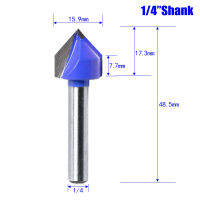 Toolstar 1Pcs 1 4 Shank 48.5Mm 90องศาV Grooveเราเตอร์แม่แบบBit-5 8x 17.3มม.