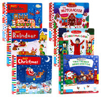 Theme mechanism operation book 6 English original picture books busy Christmas first stories series mechanism paperboard book 0-1-3-6-year-old childrens Enlightenment game toy book