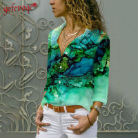 lattice Printed Long Sleeve Shirts Womens Clothing 2021 Autumn New Elegant Office Lady Button All-match Casual Chiffon Blouses