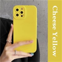 INS Yellow Silicone Soft Matte Case For iPhone 14 13 11 12 Pro Max 12Mini XS X XR 7 8 Plus Fashion Camera Protection Candy Cover  Screen Protectors