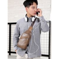 Mens PU chest bag waterproof casual shoulder Messenger bag #823