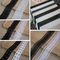 Hollow Out Floral Embroidered White Black Lace Ribbon DIY Apparel Sewing Fabric Milk Silk Lace Tape Garment Accessories Lace Fabric  Material