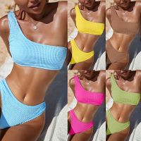 hotx 【cw】 Shoulder Textured Swimwear Cut Swimsuit Bathing 2023 Fashion