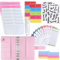 A6 Cash Envelopes for Budgeting Wallet, PU Money Envelopes for Cash, 12 Pcs Expense Budget Sheets with Stickers