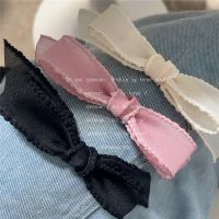 Korean Classic Black White Mesh Bow Hair Clip Hairpin 2023 Spring Summer Trendy Sweet Pink Girls Barrette Hair Accessories