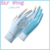 Sky Wing ถุงมือแฟชั่นสำหรับผู้หญิงถุงมือขับรถระบายอากาศได้ผ้าบางกันแดดกันแดดกันแดดในฤดูร้อน