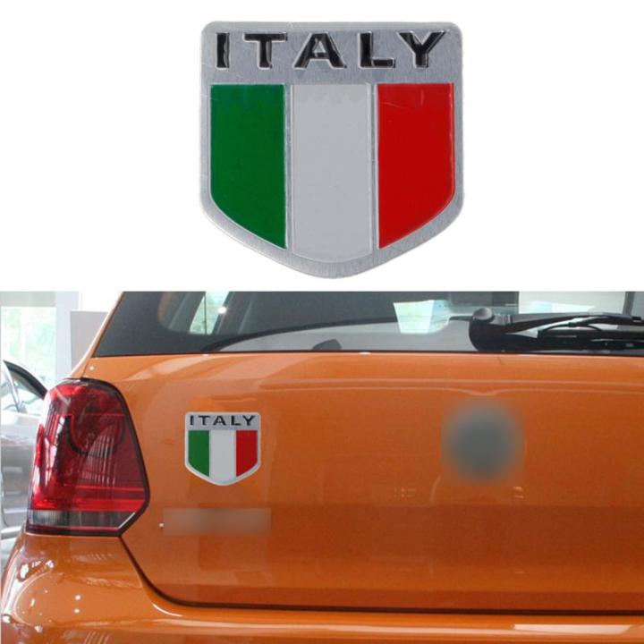สำหรับรถอิตาลีโล่ธงโลโก้-อิตาลีสัญลักษณ์-ทำจากโลหะอลูมิเนียม-ขนาด-50-50mm-car-auto-truck-italy-flag-shield-emblem-badge-decals-sticker-metal