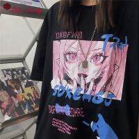 hot【DT】 T-shirts Anime Print Short Sleeve Loose Punk Tee Gothic Female Clothing E-Girl Kawaii Y2k