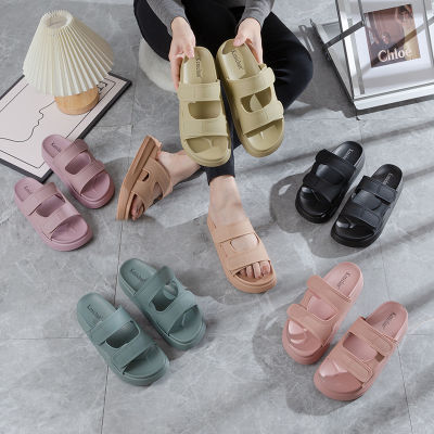 Slippers Summer Womens Outdoor PVC Platform Slippers 2023 New Fashion Korean Style Velcro Sandals Womens Shoes