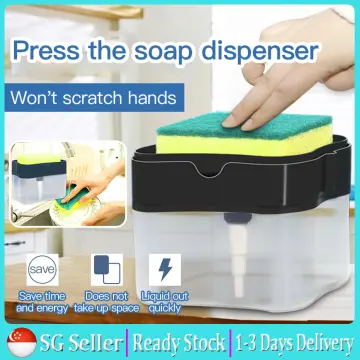 For washing dishes Liquid Soap Dispensers Pump Dish Washing Cleaning Sponge  Kitchen Supplies Manual Press-Type Sponge Brush Box