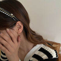 【cw】 Hepburn Style French Houndstooth Pearl Chain Headband High-Grade Exquisite R Design Hairpin Hair Ornaments