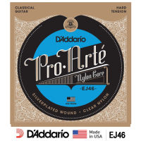 DAddario® Pro-Arté Nylon Core สายกีตาร์คลาสสิค Black Nylon แบบพรีเมียม ของแท้ 100% รุ่น EJ46 (Hard Tension) (คุณภาพดีกว่า Ernieball Ernesto Palla Black &amp; Silver ) ** Made in USA **