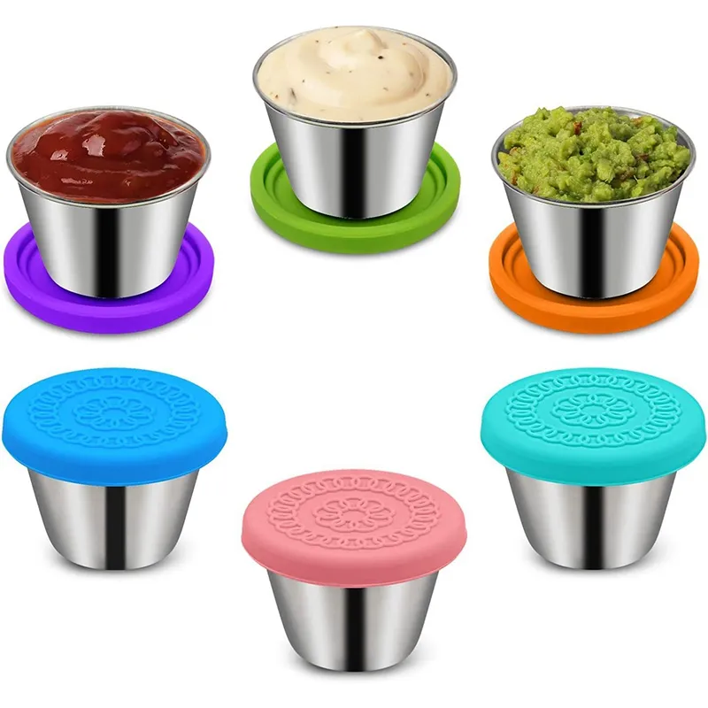 Stainless Steel Snack Containers, Metal Food Storage Container With  Silicone Lids And Protective Case, Reusable Small Portable Leak Proof  Stainless Steel Lunch Box Set, For Snacks, Nuts, Sauces With Dressing Sauce  Cup