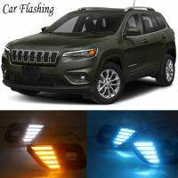 Car Flashing 1 Set LED Daytime Running Light For Jeep Cherokee 2019 2020 Car Accessories Waterproof 12V DRL Fog Lamp Decoration