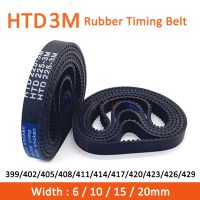 ∏◇⊕ 1pc HTD3M Timing Belt 399/402/405/408/411/414/417/420/423/426/429mm Width 6/10/15/20mm Rubber Closed Synchronous Belt Pitch 3mm