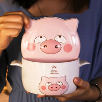 Ceramic Creativity Cartoon Pig Instant Noodle Bowl High Capacity Fruit Salad Tableware Kitchen Accessories Fast Food Bowl