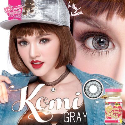 คอนเทคแลนส์ Kitty Kawaii ค่าสายตาปรกติ สีเทา Gray ลาย komi
