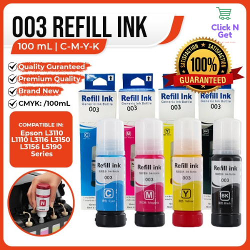 Refill Ink Epson Ink 003 Dye Ink for Inkjet Printer Epson L3110 L1110