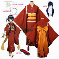 Bungou Bungo Stray Dogs 4 Izumi Kyouka คอสเพลย์ชุดกิโมโนผู้หญิง Yukata อะนิเมะฮาโลวีนเครื่องแต่งกาย Kyouka วิกผมรองเท้า Clogs ชุด