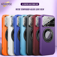 KISSCASE เคสสีทึบหรูหรา,โทรศัพท์พีซีผิวด้านสำหรับ Iphone 15 Pro Max 15Plus สำหรับ Magsafe เคสชาร์จไร้สายแม่เหล็กสำหรับ Iphone 12 13 14 Pro Max เคสพร้อมแว่นตาเลนส์กล้องถ่ายรูปและตาข่ายกันฝุ่นในตัวสำหรับ12Pro Iphone