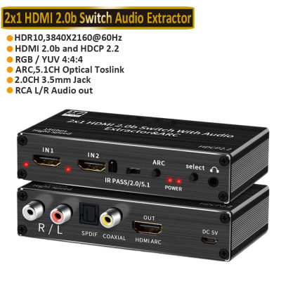 4K HDMI Switcher HDMI 2.0 Switch HDMI audio extractor HDR ARC splitter 4X1 with remote(HDMI in to HDMI+toslink+stereo audio out)