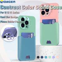 INOVAGEN สำหรับ12 13 14 Pro Max Series Contrast สีเคสโทรศัพท์พร้อมขาตั้งโทรศัพท์,ฟังก์ชั่นผู้ถือบัตร,กันกระแทก Multicolor ฝาครอบโทรศัพท์