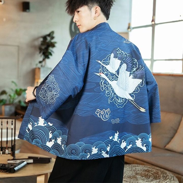 ชุดกิโมโนชายเสื้อผ้าซามูไรเสื้อจากญี่ปุ่นญี่ปุ่นเสื้อคาร์ดิแกน-kimono-ยูกาตะผู้ชายฮาโอริโอบิ-ff001เสื้อคอสตูม