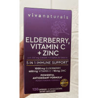 Viva Naturals Sambucus Elderberry with Vitamin C + Zinc (120 Capsules)