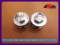 HONDA SL90 XL100 125 CM185 CB175 200 250 360 400 CX500 SHOCK HEAD NUT "CHROME" with ORING 32 mm. SET PAIR // น็อตหัวโช๊คชุบโครเมี่ยม พร้อม โอริง 32mm