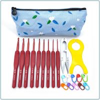 ❂❣™ Red Crochet Hooks Needle Silicone Handle Aluminum Crochet Needle Set DIY Knitting Needles For Sweater Weave Sewing Knitting Tool