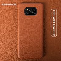 Untuk X3 POCO Pro Kes Sarung Kulit Asli Tulen untuk PocoF3 GT POCO X3 NFC F1 F2 Kembali Coque Funda กันกระแทก