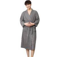 HOT★ผู้ชายฤดูร้อน Robe ผ้าฝ้ายจีนชุดนอนทึบชุดนอนชาย Nightgown Spa Home ชุด Kimono เสื้อคลุมอาบน้ำพลัสขนาด