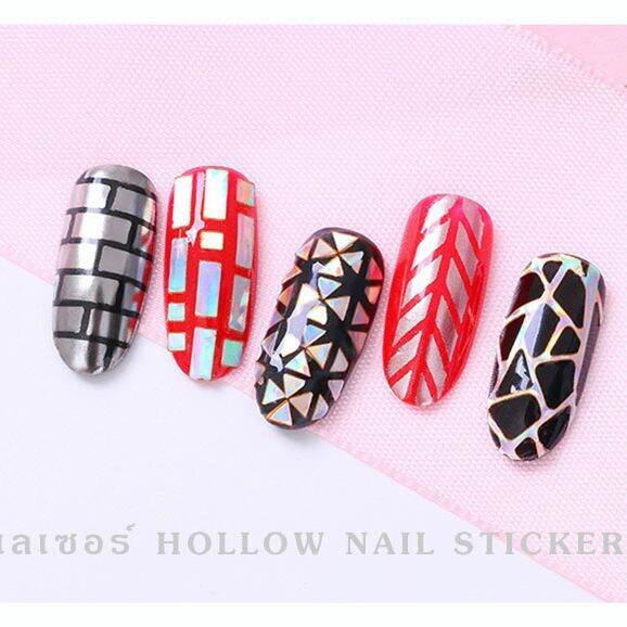 kariooo-สติ๊กเกอร์สำหรับเป็นแบบพิมพ์ลายเล็บ-hollow-nail-art-สติ๊กเกอร์พิมพ์ลายเล็บ-สติ๊กเกอร์ปั๊มลายเล็บ-รุ่นต่าง-ๆ-ผสม-12-แผ่น-ชุด-ng111