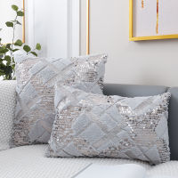 Cushion Cover Luxury Sequin Embroidered Fur Pillows Cover Decorative Pillowcase for Living Room Fashion Sequin Cushion Covers