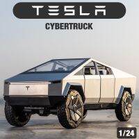 โมเดลรถ Cyberpick รุ่นรถโลหะผสมใหม่ของ Tesla Mainan Pull Back รถจำลองเสียงและไฟสำหรับเป็นของขวัญตกแต่งของเด็กผู้ชาย