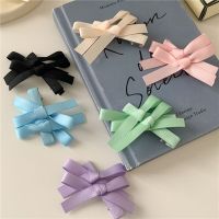 Ballet Girls Candy Color Ribbon Double Bowknot Hairpin 2023 Spring Summer Korean Sweet Colored Satin Bow Hair Clip Headwear Hair Accessories