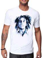 REGGAE KING BOB MARLEY สีฟ้าส่งผลต่อออกแบบเสื้อ T คนดัง MUSIC STAR