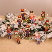 [A Warm]9ชิ้น/เซ็ตวอลนัททหารจี้ Nutcracker Puppet Zakka คริสต์มาสเครื่องประดับไม้ DIY สีพิมพ์ Xmas Tree ตกแต่ง