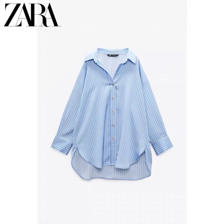 zara-เสื้อเบลาส์-ผ้าซาติน-ผ้าไหม-ลายทาง-แฟชั่นฤดูใบไม้ผลิ-สําหรับผู้หญิง-ta