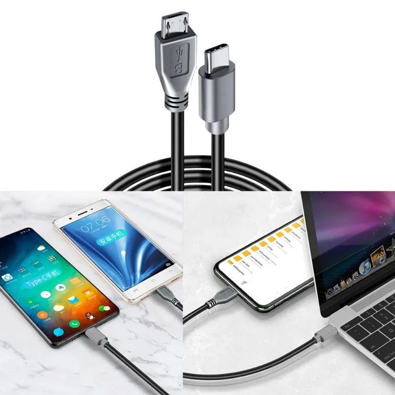 30cm Type C (USB-C) To Micro USB Male Sync Charge OTG Fast