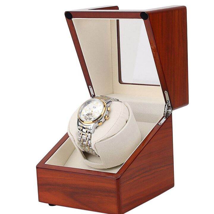 Wooden Watch Winder for Single Automatic Watches, with Quiet Motors