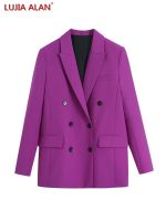 【Miki Xinyuan】 WomenBreasted PurpleCoat หญิงแขนยาว Outerwear CasualLoose Tops LUJIA ALAN C1333