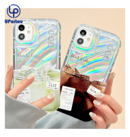 เข้ากันได้สำหรับ iPhone 15 14 13 12 11 Pro Max X XR Xs Max 8 7 6S Plus SE 2020 T บัตรเลเซอร์ Macaron Dazzle Color 3D คลื่นสีแดงสีเขียวเคสโทรศัพท์ฝาครอบด้านหลังเนื้อนิ่ม TPU