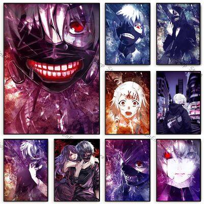 โตเกียวปอบ Kaneki อะนิเมะโปสเตอร์ผ้าใบผนังศิลปะตกแต่งบ้านภาพวาดห้องนั่งเล่นตกแต่ง