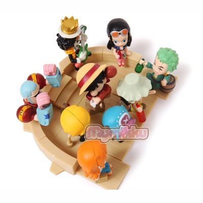 ZZOOI 9pcs Leisure Life Anime ONE PIECE Action Figure Keychain Robin Luffy Zoro Nami Sanji Usopp PVC Figurine Model Pendant Toy Gifts