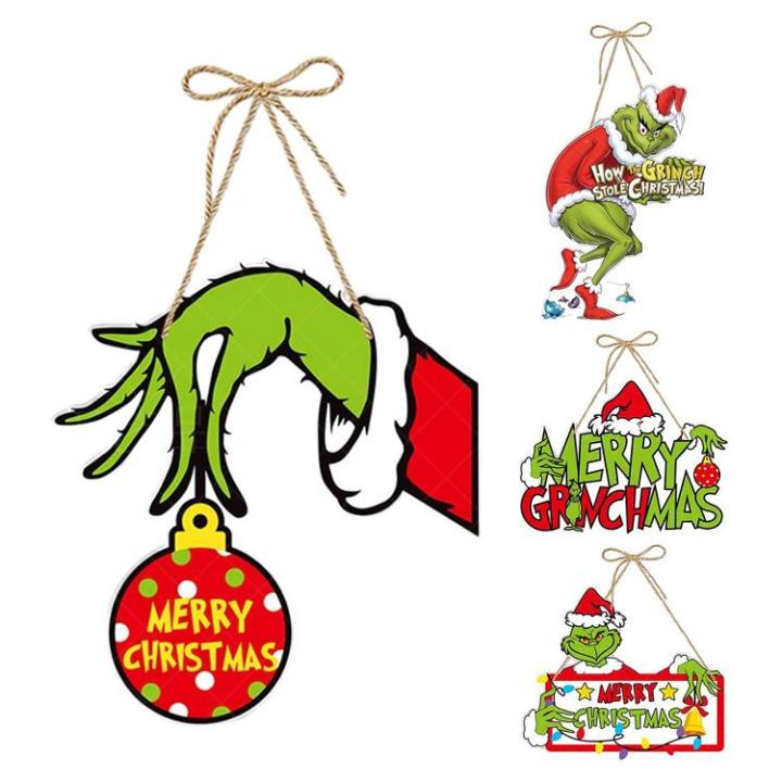 Merry Christmas Pendant Green Cartoon Character Grinch Christmas ...