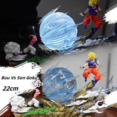ZZOOI 22cm Anime Dragon Ball Z Majin Buu Vs Son Goku Figurine Gk Statue  Action Figures Pvc Collection Model Toy For Kids Gifts